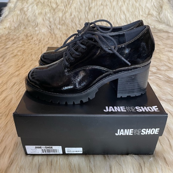JANE AND THE SHOE | Black Lennox Platform Oxford Women New In Box - Picture 6 of 9